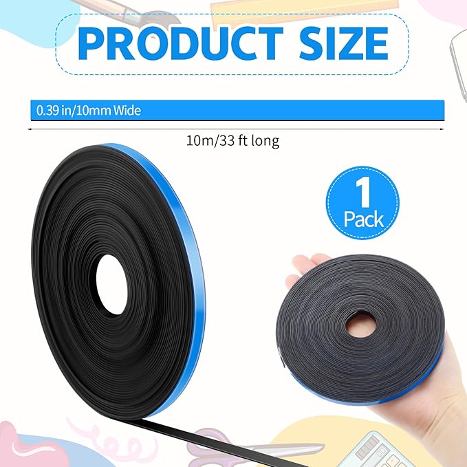 AmazingSpark Magnetic Tape Roll Thin Strips, 0.39 Inch x 33 Feet Magnetic Board - Image 2