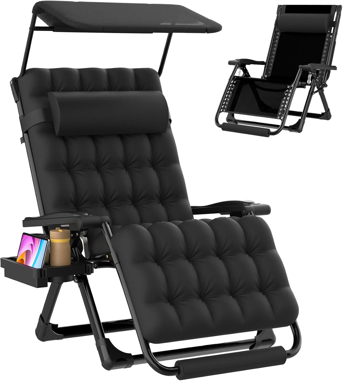 Suteck Zero Gravity Chair with Canopy,33In XXL Oversized Lounge Chairs