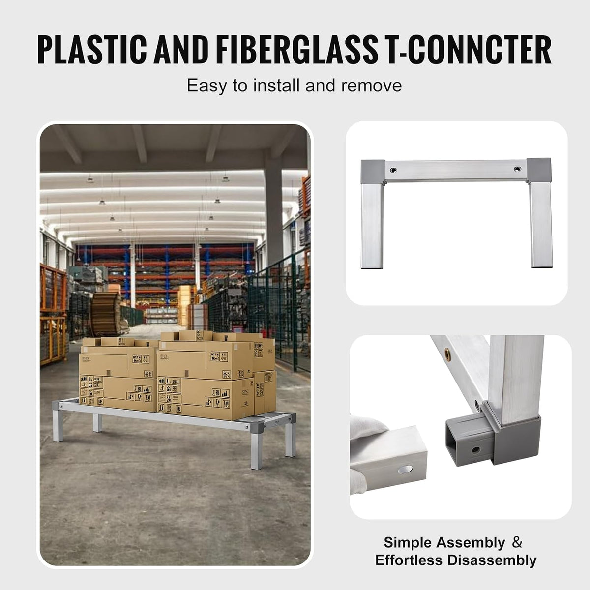 vevor aluminum dunnage rack, 48” x 14” commercial, side view