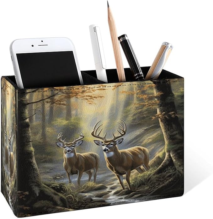 Famame Two Deer Autumn River Pencil Holder by Famame