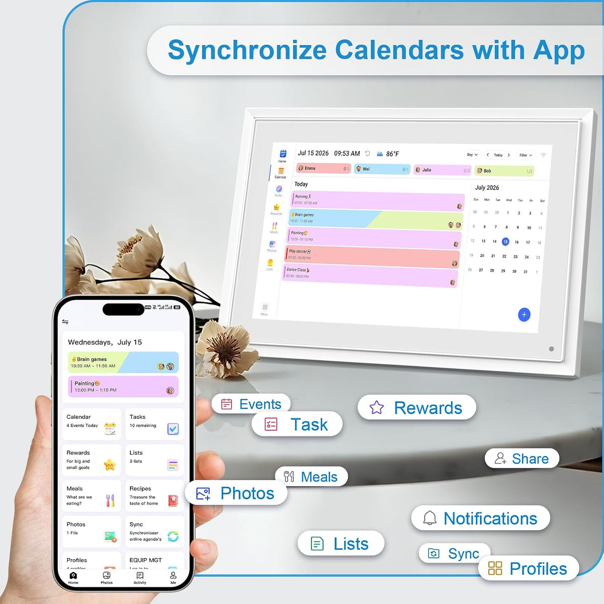 10.1 Inch Digital Calendar+Digital Picture Frame, 2026 Desk Calendar Smart Wi...