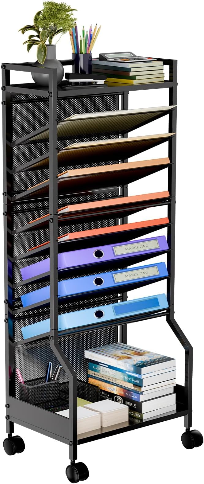Simple Trending 10 Tier Rolling File Cart, Desk File Organizer by SimpleTrending