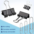 370 PCS Paper Clips and Binder Clips Set – Assorted Sizes Metal Clips, Office - Image 2