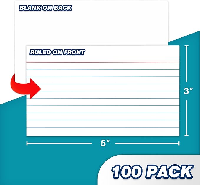 Chell Extra Heavyweight Ruled Index Cards 3x5 Inch, No Bleed-Through, Ruled - Image 3