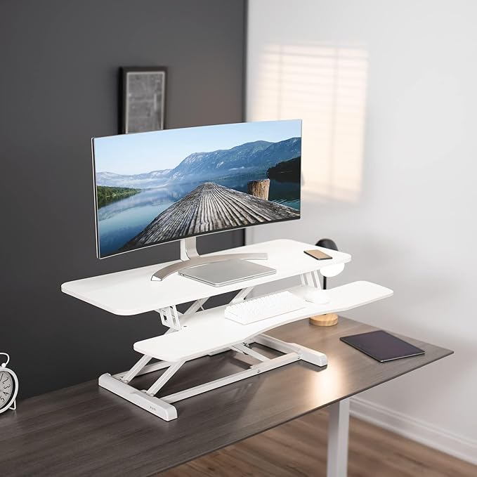 VIVO 42 inch Desk Converter, K Series, Height Adjustable Sit to Stand Riser - Image 2