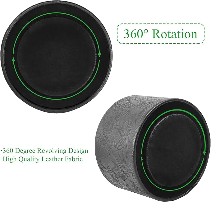 Hennaja Round Leather Art Supply Organizer, Remote Control Holder, 360 Degree - Image 4