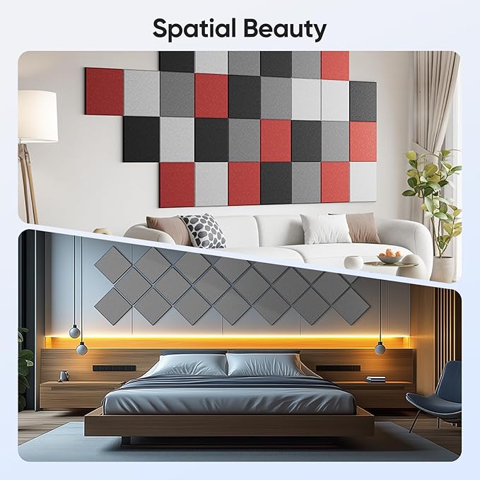 UNECHO 12 Pack 12" X 12" X 0.4" Acoustic Panels - Image 5