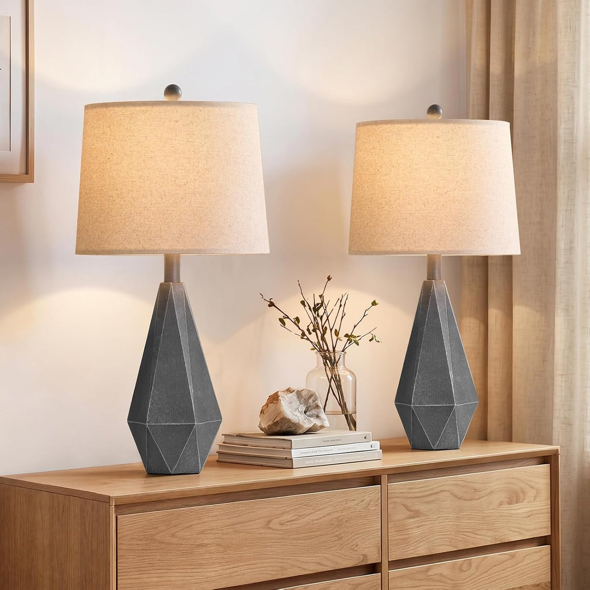 PoKat 23'' Table Lamps Set of 2 for Living Room Bedroom, Farmhouse Be...