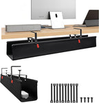 No Drill Cable Management Under Desk, Clamp/Screw Mount Cable Tray, Premium by JACEPFY