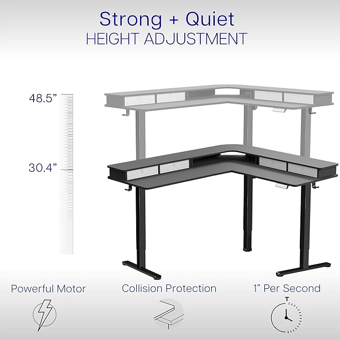 VIVO Electric 2-Tier Corner L-Shaped 63 x 55 inch Standing Desk, Height - Image 3