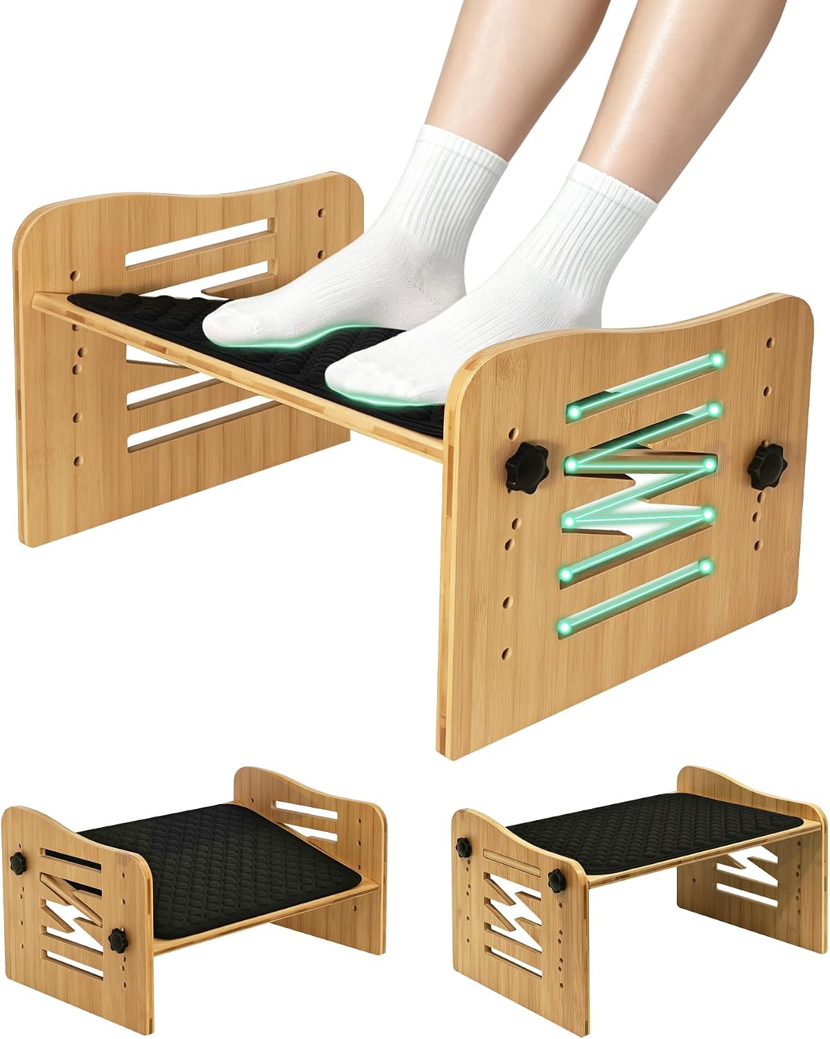 MYPLACE Ergonomic Foot Rest for Under Desk at Work - Bamboo Adjustable Under ...