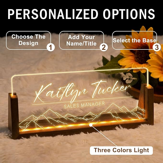 Desk Name Plate Personalized, Custom Office Light Up Name Plate - Image 6