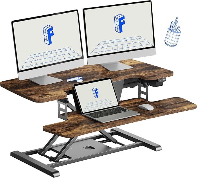 FLEXISPOT 35" Electric Standing Desk Converter, Height Adjustable Motorized by FlexiSpot