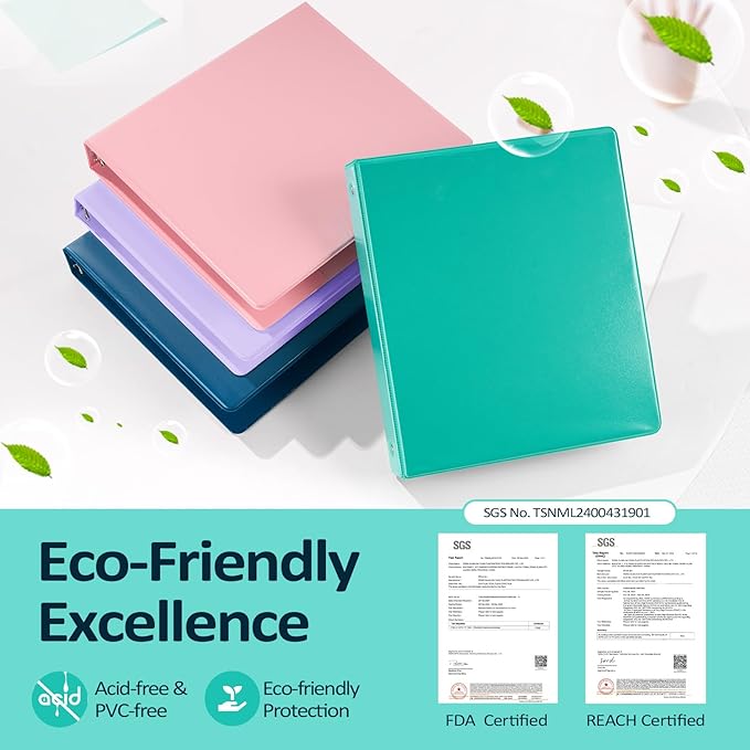 BinderX Extra Durable 3 Ring Binder, Round Rings 1 Inch Binder, Fits 175 Sheets - Image 2