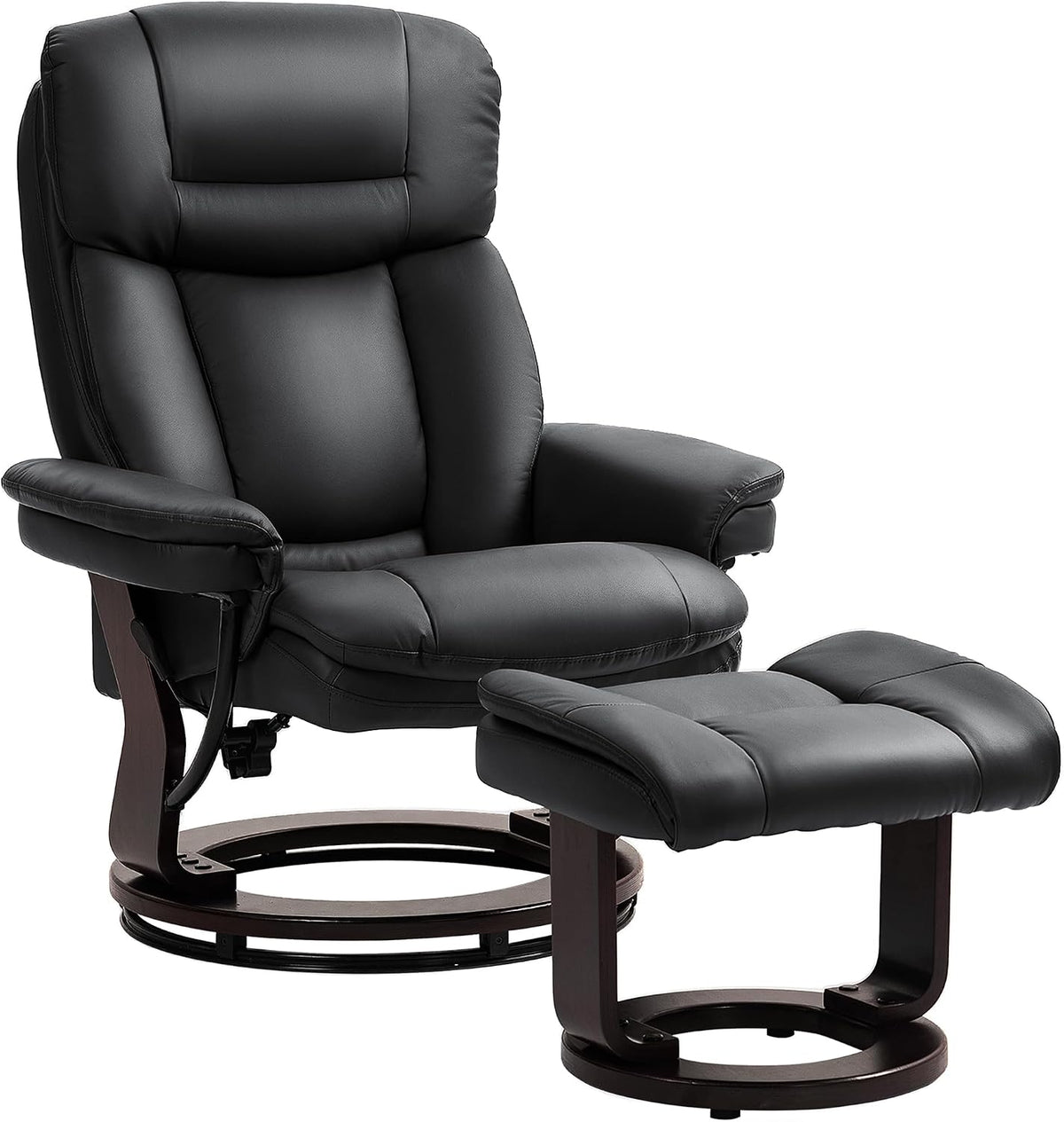 HOMCOM Swivel Recliner Chair with Ottoman, Adjustable Backrest Black