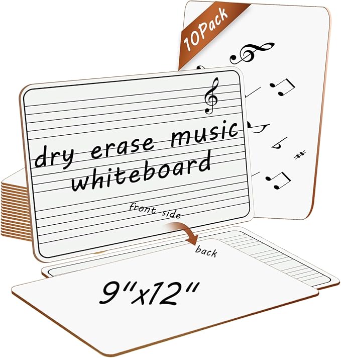 10 Pack Double Sided Music Staff Whiteboard -9''x12'' Keyboard Whiteboard - Image 2