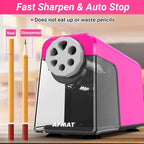AFMAT Heavy Duty Electric Pencil Sharpener, 6 Holes, Auto Stop Pencil - Image 3