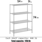Regal Altair 24" Deep x 54" Wide x 74" Height Wire Shelving Kit | 4-Tier | NSF - Image 3