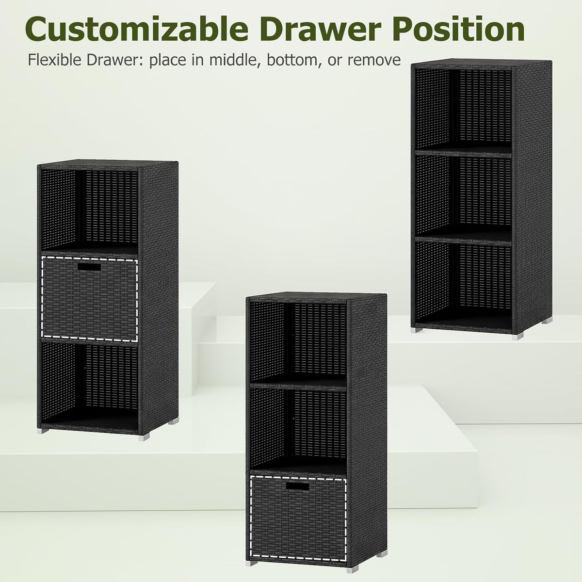 happygrill outdoor storage cabinet pe rattan wicker storage showing dimensions