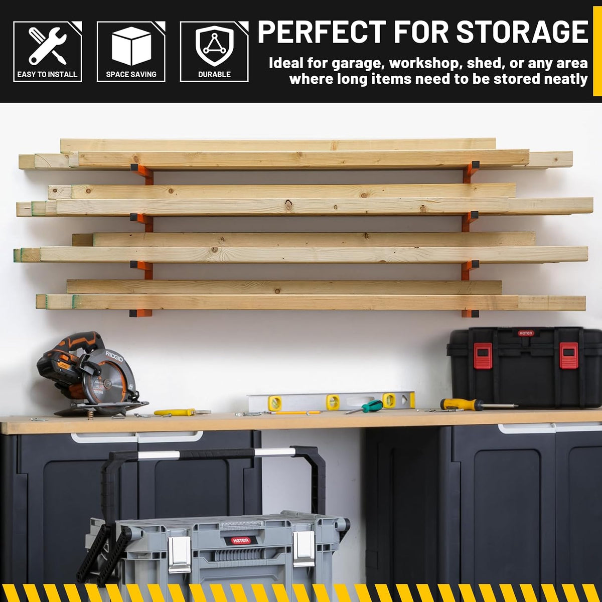 yyr wood organizer and lumber storage rack wall, package contents