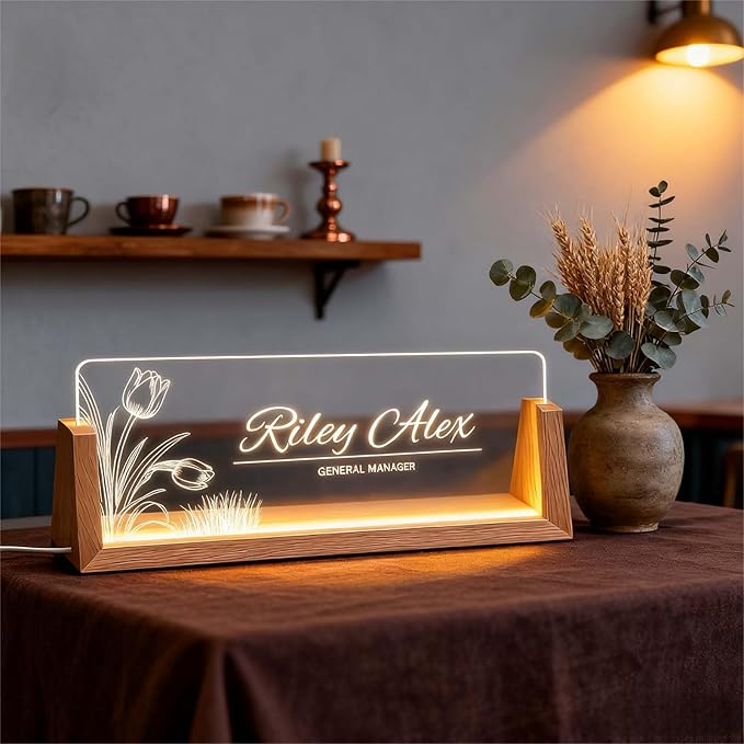 Light Up Desk Name Plate Personalized, Custom Office Sign - Image 2