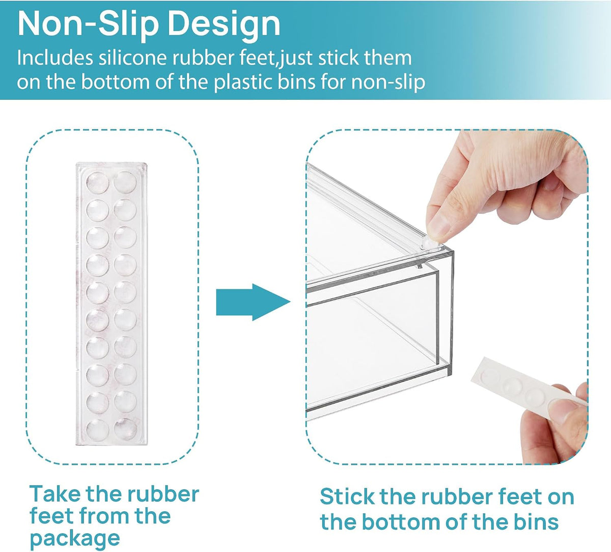 Vtopmart 12.1''W Clear Stackable Storage Drawers,3 Pack Acrylic Plast...