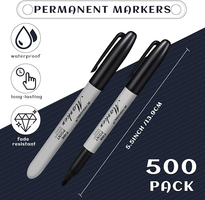 Thenshop 500 Pack Black Permanent Markers Bulk - Image 3