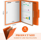 Skyygemm 12 Pcs Classification Folders Letter Size, 1 Divider Pressboard File - Image 2