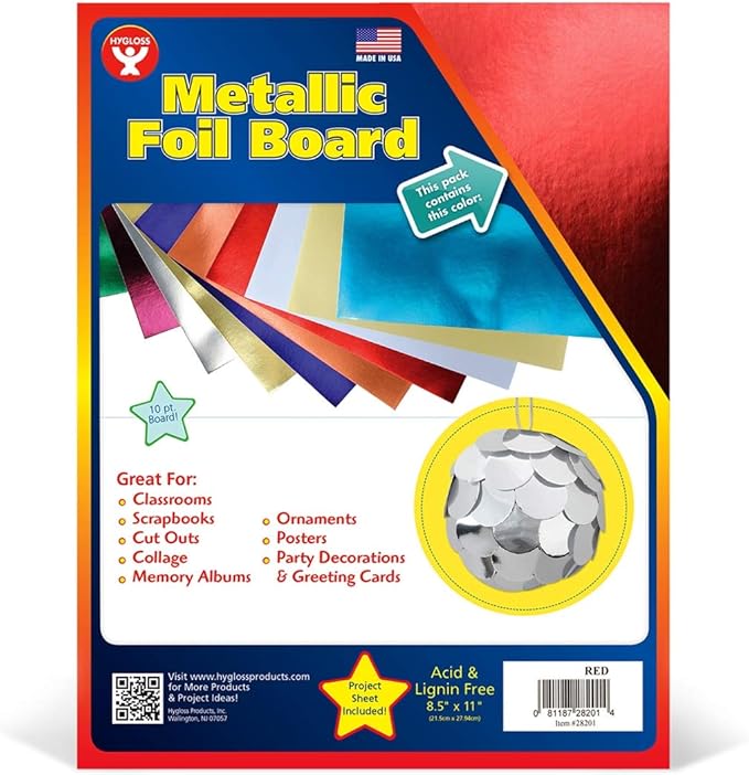 Hygloss Metallic Cardstock Sheets – 100 Shiny Red Sheets, 8.5” x 11” - Image 2