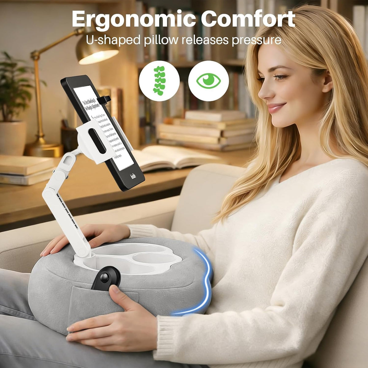 Kindle Pillow Stand with Remote Page Turner, Holder for 4.7–11 in Devices