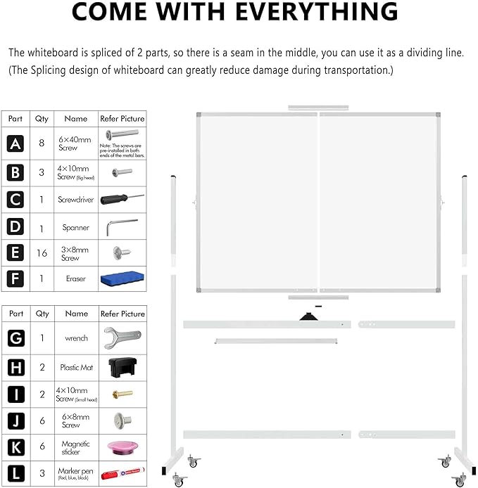 Neatsure Large Rolling Whiteboard on Wheels - Image 6