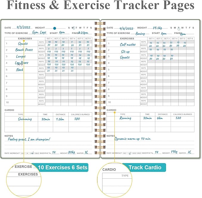 Fitness Journal for Women & Men, A5 Workout Journal/Planner Daily Exercise Log - Image 3