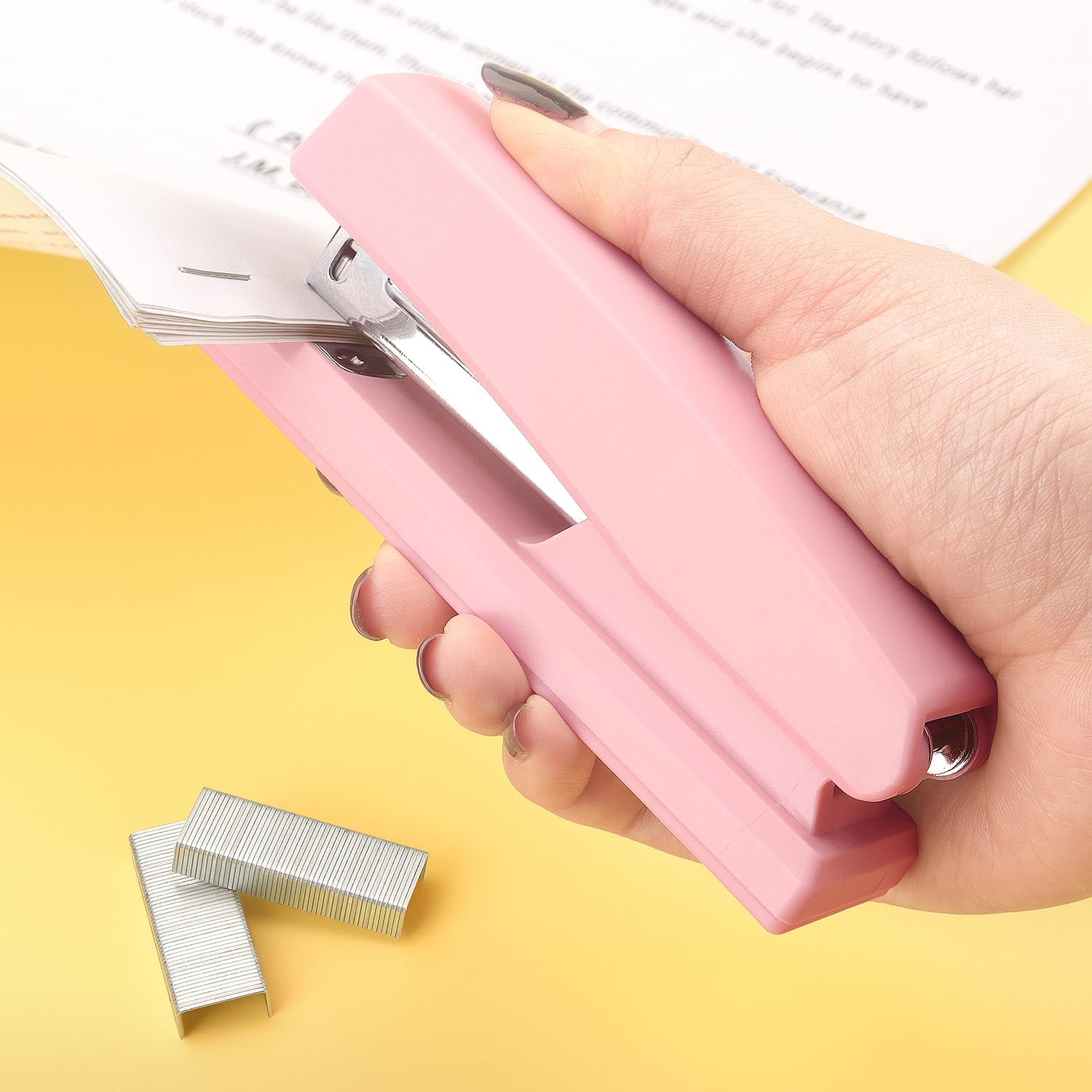 ZZTX Desktop Stapler with Remover & 1000 Staples Pink | Durable & sturdy, Office & home