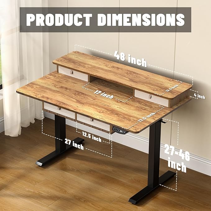 ExaDesk 48 * 30 Inches Electric Standing Widened Desk Adjustable Height - Image 3