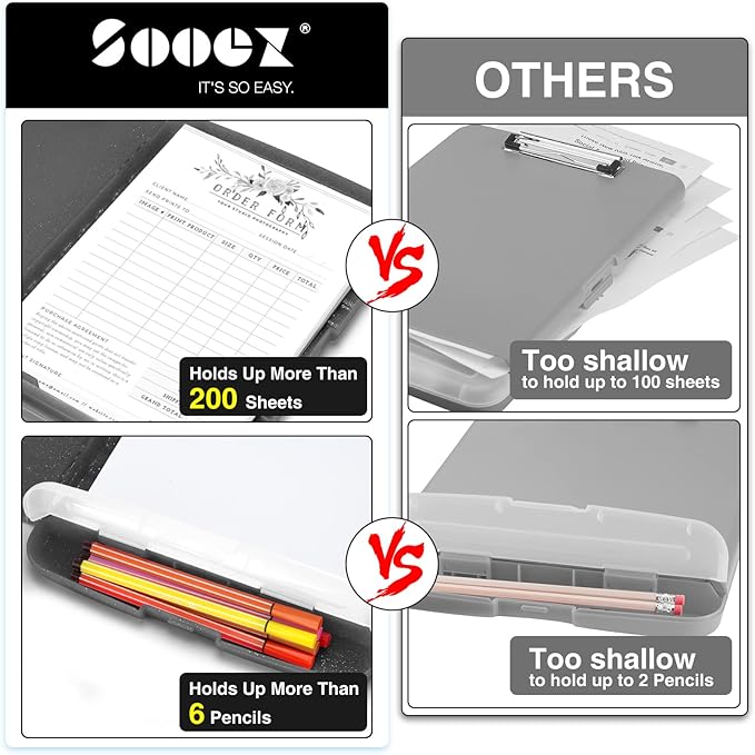Sooez Glitter Clipboard with Storage, High Capacity Clip Boards 8.5x11 with Pen - Image 2