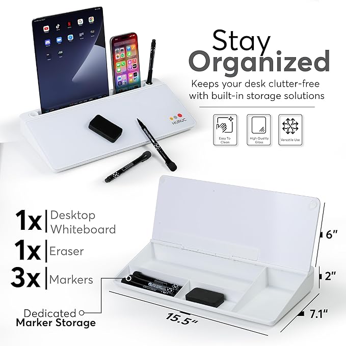 HURUC Small Glass Desktop Whiteboard - Image 7