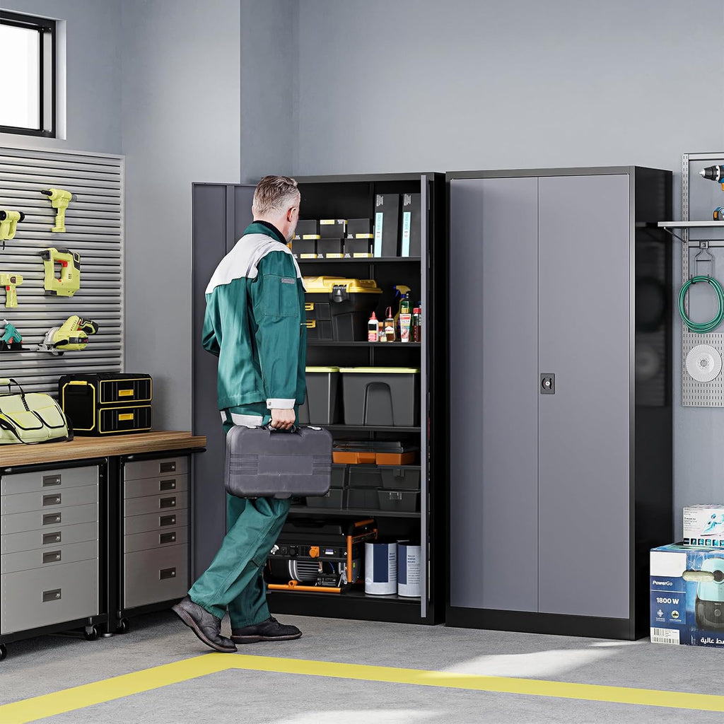 letaya metal garage storage cabinets with lock door shown in use