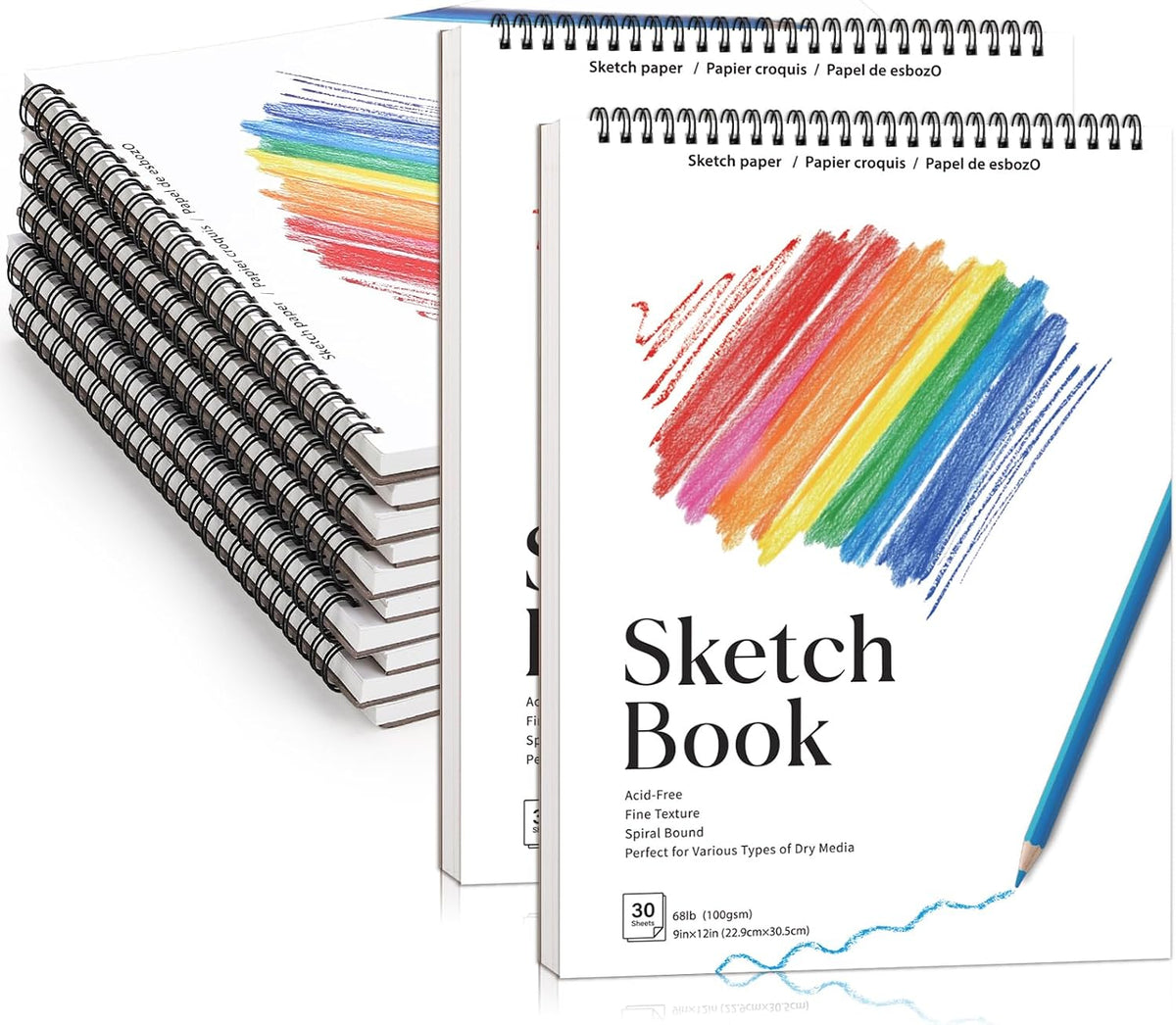 sketch books 9 × 12 in, spiral bound, main product view