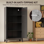 cofar 61" metal pantry cabinet in black, modern on a desk or shelf
