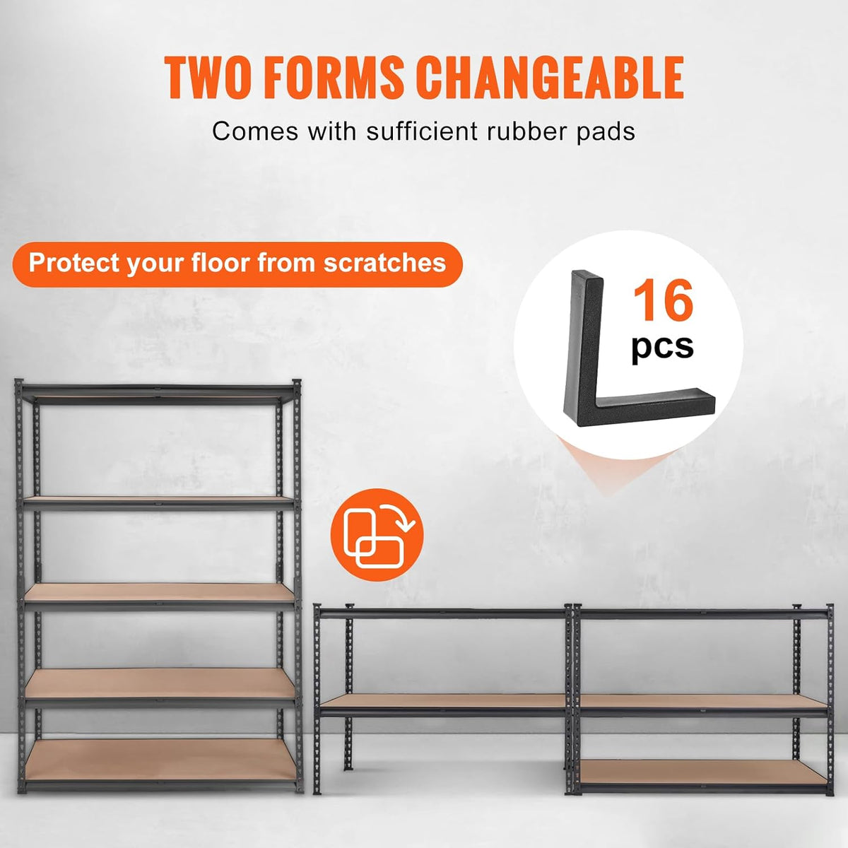 vevor storage shelves 5-tier adjustable 2000 lbs 48"x24"x72", package contents