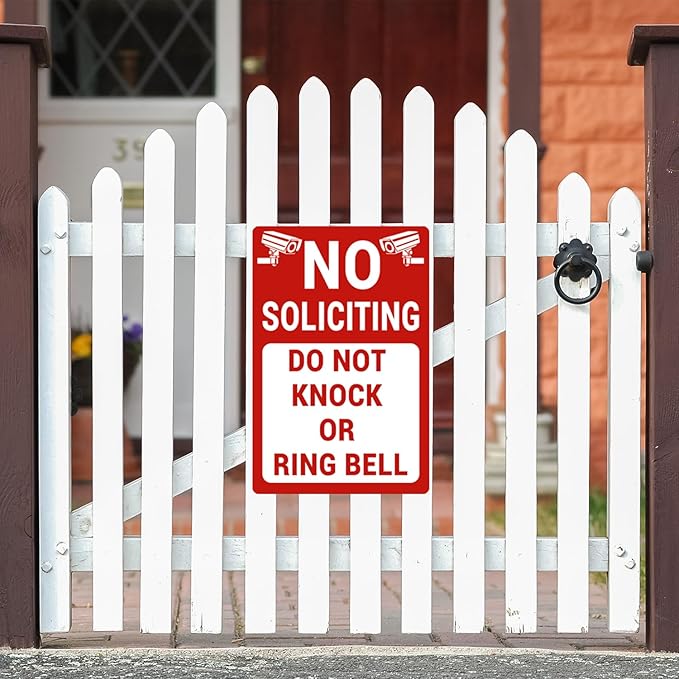 No Soliciting Sign for House/Home, Metal Yard Sign for Front Door, Perfect - Image 5