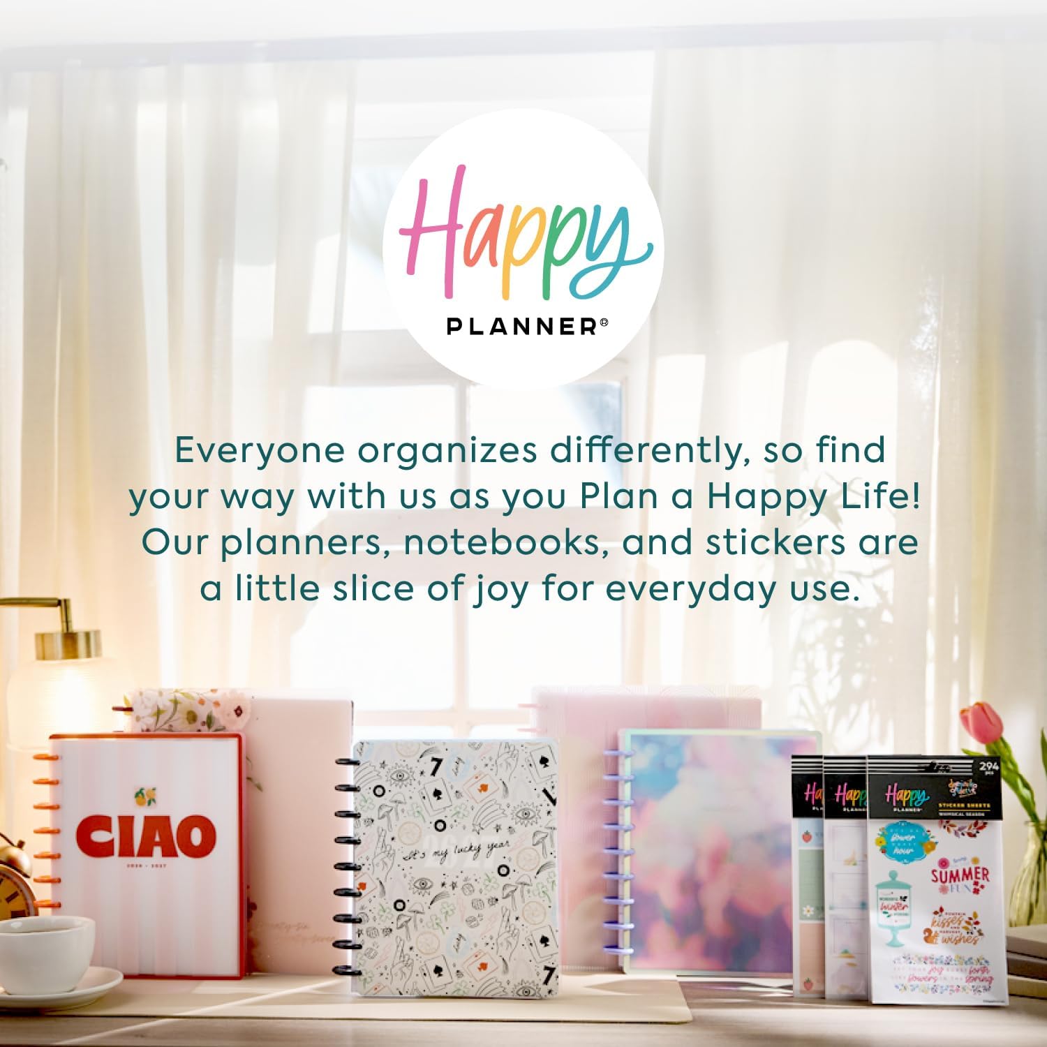 Happy Planner Disc-Bound Planner July 2026–June 2027, Big Size | Includes 3 extra months and 2 sticker sheets, 8.5" x 11", Dashboard Layout, Spring Sherbet theme