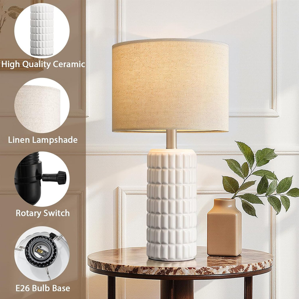 seealle 23" modern ceramic table lamps set of showing dimensions