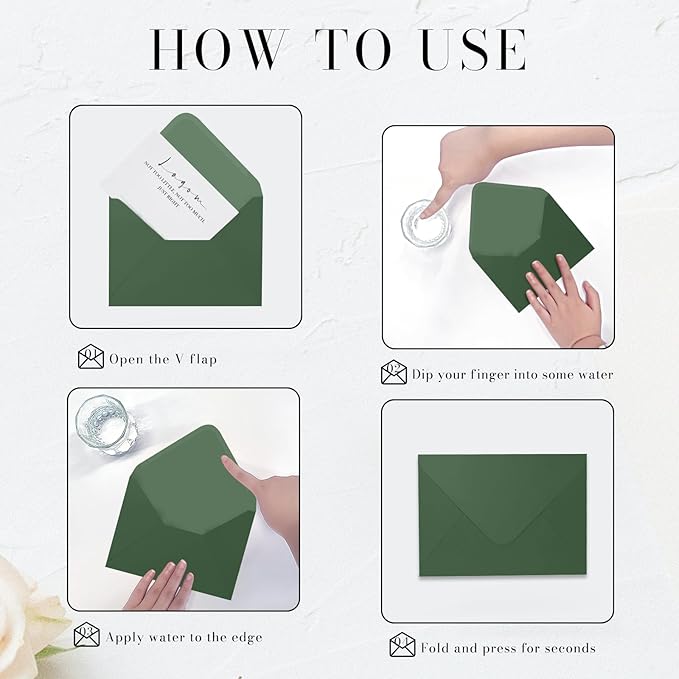 100 Pack Dark Green Envelopes 5x7, Goefun A7 Envelopes - Image 3