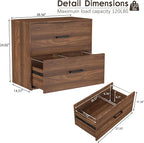 FATIGOS 2 Drawer File Cabinet, Wood Lateral Filing Cabinets, Wide Office File - Image 3