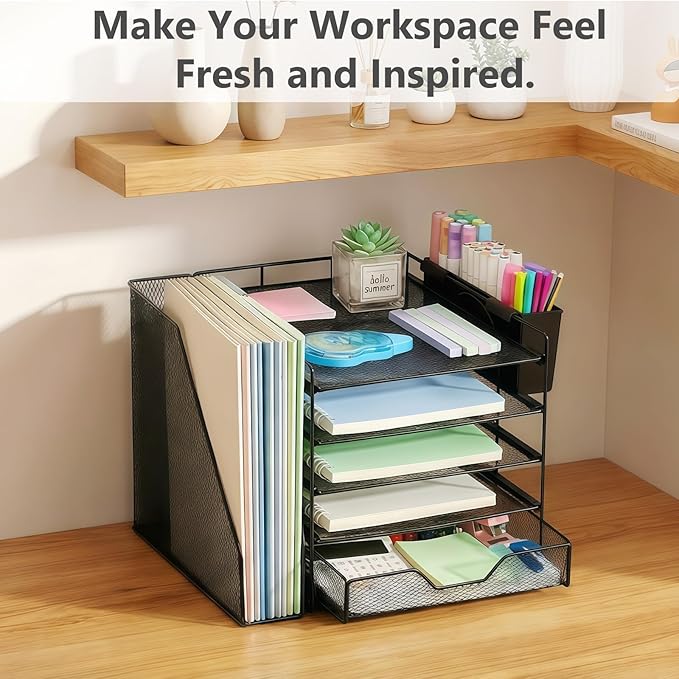 Gugsey Desk Organizer, 5-Tier Paper Letter Tray Organizer - Image 7