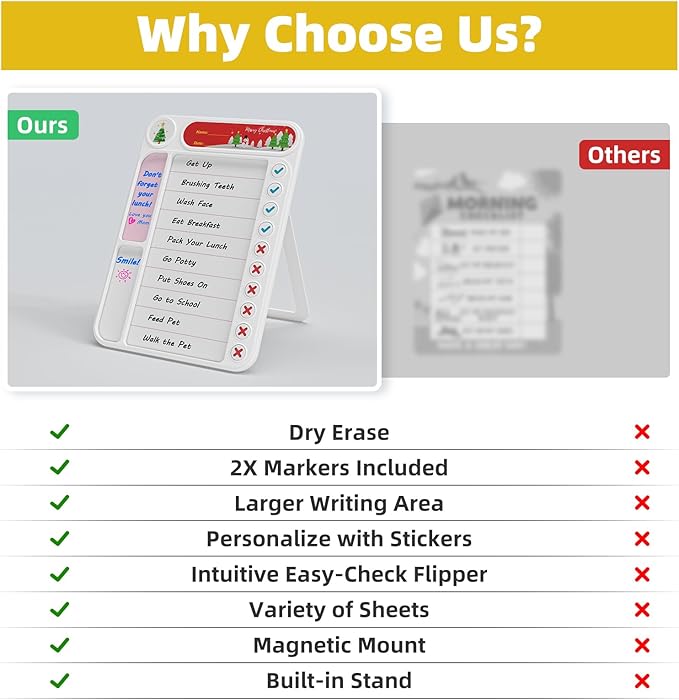 2-Pack Magnetic Chore Chart for Kids, ADHD Task Tracker Easy-Check Routine Dry - Image 7