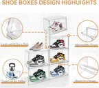 KOKOIN Magnetic Acrylic Clear Shoe Boxes – 360° Clear Plastic Stackable Sneaker - Image 4