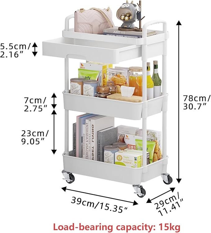 Calmootey 3-Tier Rolling Utility Cart - Image 5