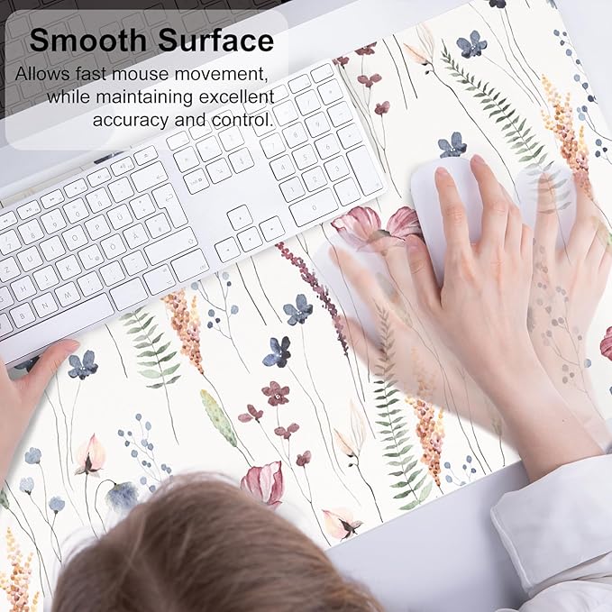 QiyI Large Mouse Pad, Cute Flower Desk Mat - Image 4